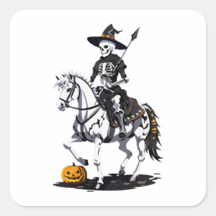 Sticker Carré Skeleton Horse Rider - Halloween Skeleton