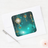 Sticker Carré Skeleton Keys on Green Background (Enveloppe)