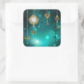 Sticker Carré Skeleton Keys on Green Background (Sac)