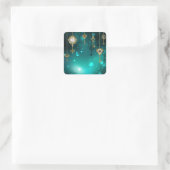 Sticker Carré Skeleton Keys on Green Background (Sac)