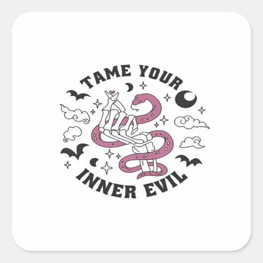 Sticker Carré Skeleton Main Making Heart (Devant)