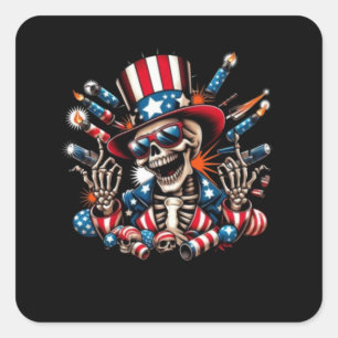 Sticker Carré Skeleton Quart Juillet