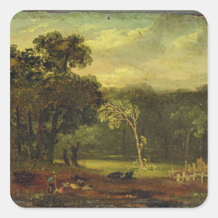 Sticker Carré Sketch from Nature in Sion Park, 1819 (oil on card