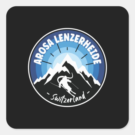 Sticker Carré Ski Arosa Lenzerheide Suisse bleu (Devant)