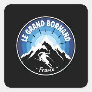 Sticker Carré Ski Au Grand Bornand France Bleu