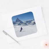 Sticker Carré Ski avec Mont Matterhorn à Zermatt, Suisse (Enveloppe)