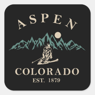 Sticker Carré Ski d'Aspen Colorado