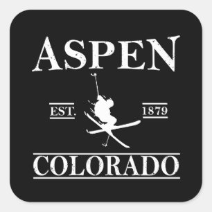Sticker Carré Ski d'Aspen Colorado