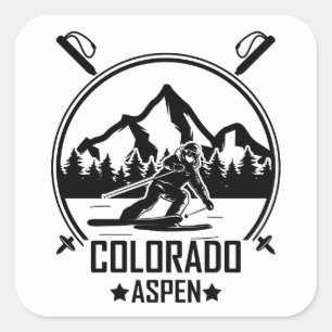 Sticker Carré Ski d'Aspen Colorado