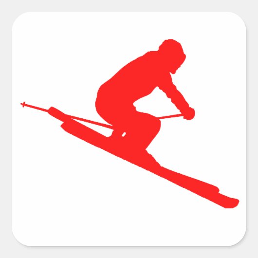 STICKER CARRÉ SKI DE STYLE ROUGE (Devant)
