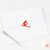 STICKER CARRÉ SKI DE STYLE ROUGE (Enveloppe)