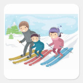 Sticker Carré Ski en famille (Devant)