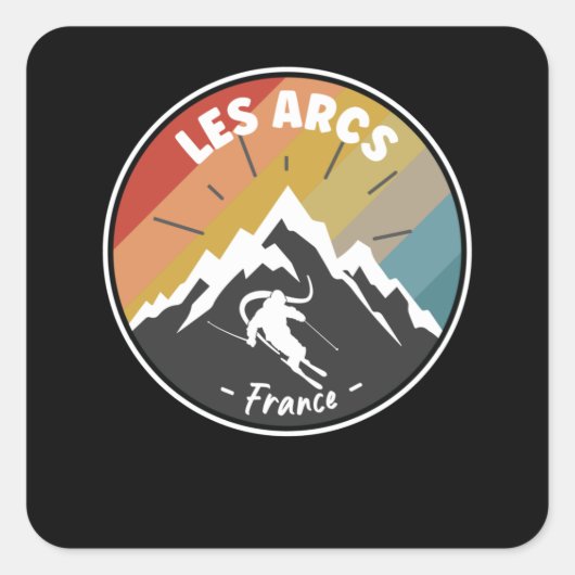 Sticker Carré Ski En France Les Arcs (Devant)