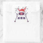 Sticker Carré Ski Père Noël Rabbit avec Santa Hat et bâtons de s (Sac)