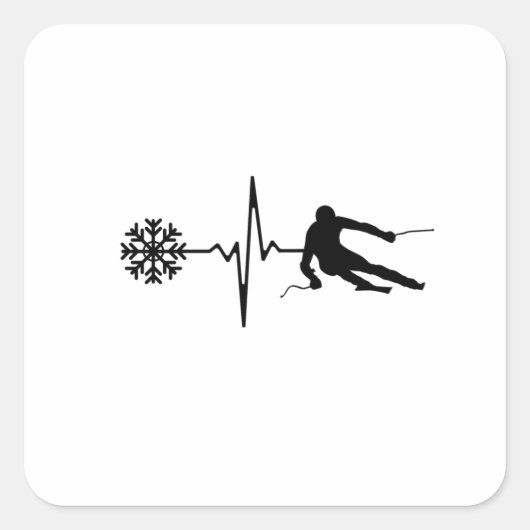 Sticker Carré Ski - Ski Heartbeat (Devant)