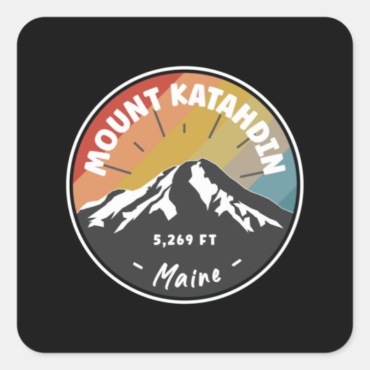 Sticker Carré Ski sur le Mont Katahdin - Maine (Devant)