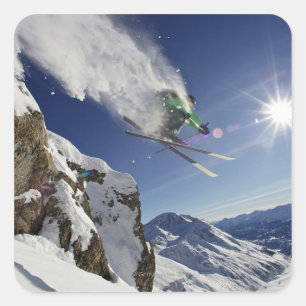 Sticker Carré Skier à Midair