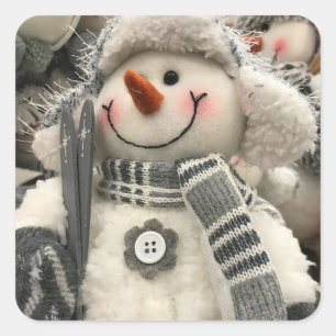 STICKER CARRÉ **SKIEUSE DE NEIGE** NOËL