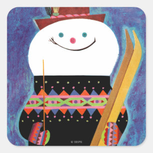 Sticker Carré Skis pour Snowman
