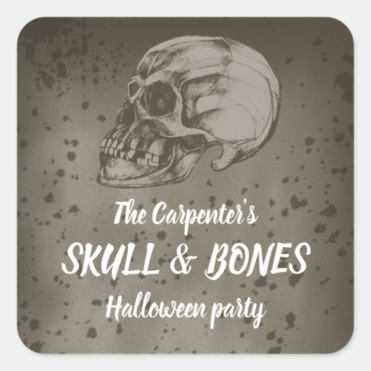 Sticker Carré Skull & Bones Halloween (Devant)