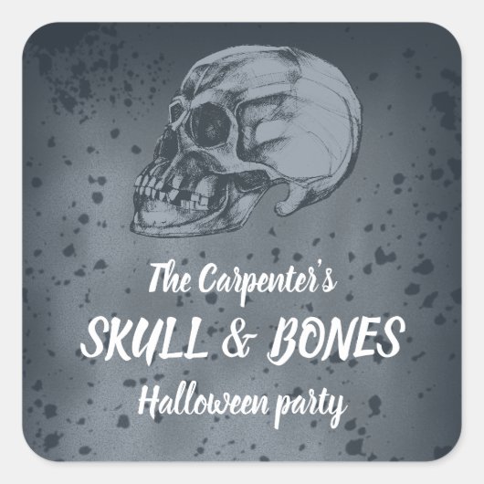 Sticker Carré Skull & Bones Halloween (Devant)