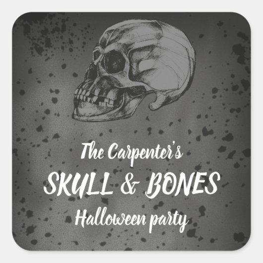 Sticker Carré Skull & Bones Halloween (Devant)