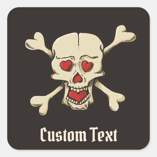 Sticker Carré Skull with Hearts (Devant)