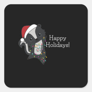 Sticker Carré Skunk Christmas
