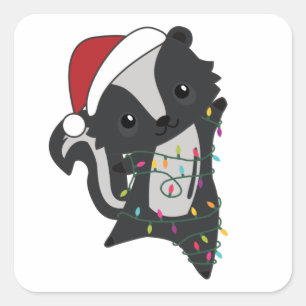 Sticker Carré Skunk Christmas