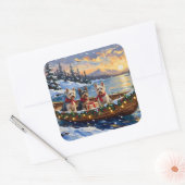 Sticker Carré Skye Terrier Christmas Boat Holiday (Enveloppe)
