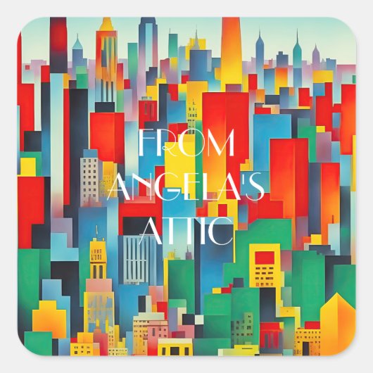 Sticker Carré Skyline Cityscape moderne (Devant)