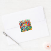 Sticker Carré Skyline Cityscape moderne (Enveloppe)