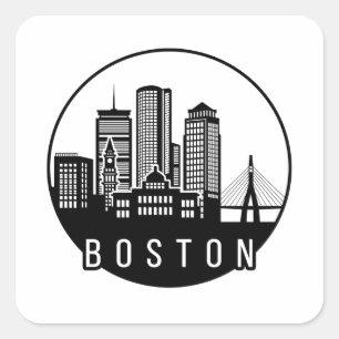 Sticker Carré Skyline de Boston City