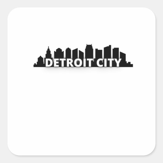 Sticker Carré Skyline de Detroit City (Devant)