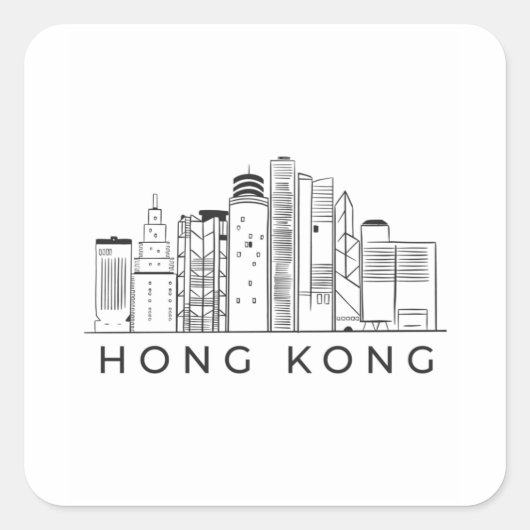Sticker Carré Skyline de Hong Kong (Devant)