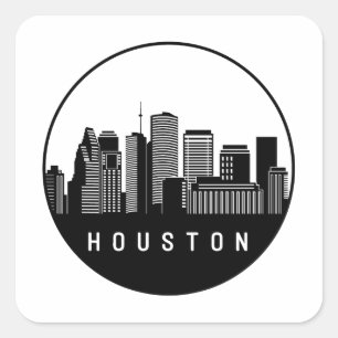 Sticker Carré Skyline de Houston au Texas