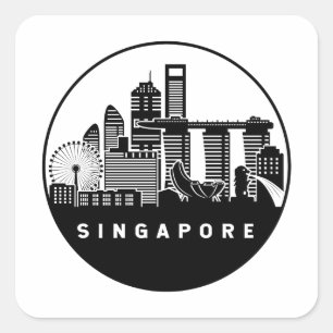 Sticker Carré Skyline de Singapour
