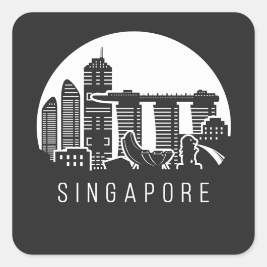 Sticker Carré Skyline de Singapour (Devant)