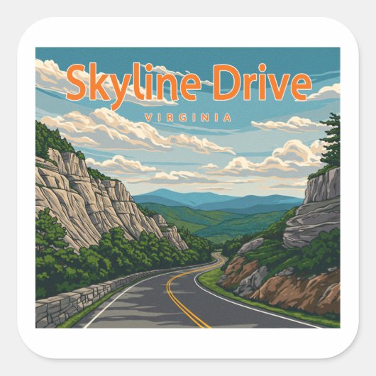 Sticker Carré Skyline Drive Virginia Paysage (Devant)