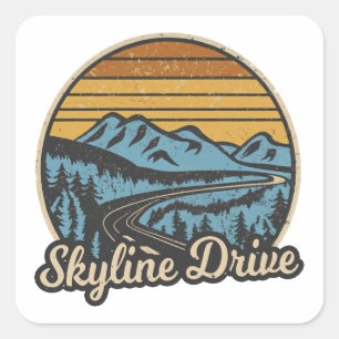 Sticker Carré Skyline Drive Virginia Retro