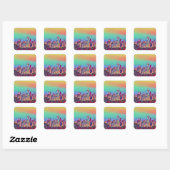 Sticker Carré Skyline Seattle Abstrait (Feuille)