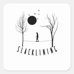 Sticker Carré Slaccline entre deux arbres / darkline