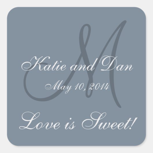 Sticker Carré Slate Grey Life est doux Mariage monogramme (Devant)