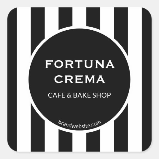 Sticker Carré Sleek Black & White Stripe Business Name Brand (Devant)