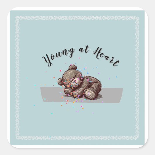 Sticker Carré Sleeping Teddy Bear (Devant)