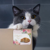 Sticker Carré Sleepy Cat Illustration Baby shower fille