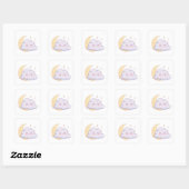 Sticker Carré Sleepy Cloud – Dreamy Kawaii Magic (Feuille)