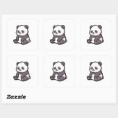 Sticker Carré Sleepy Panda – Cute Kawaii Illustration (Feuille)