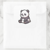 Sticker Carré Sleepy Panda – Cute Kawaii Illustration (Sac)