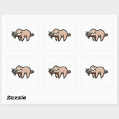 Sticker Carré Sleepy Sloth – Cute Kawaii Illustration (Feuille)